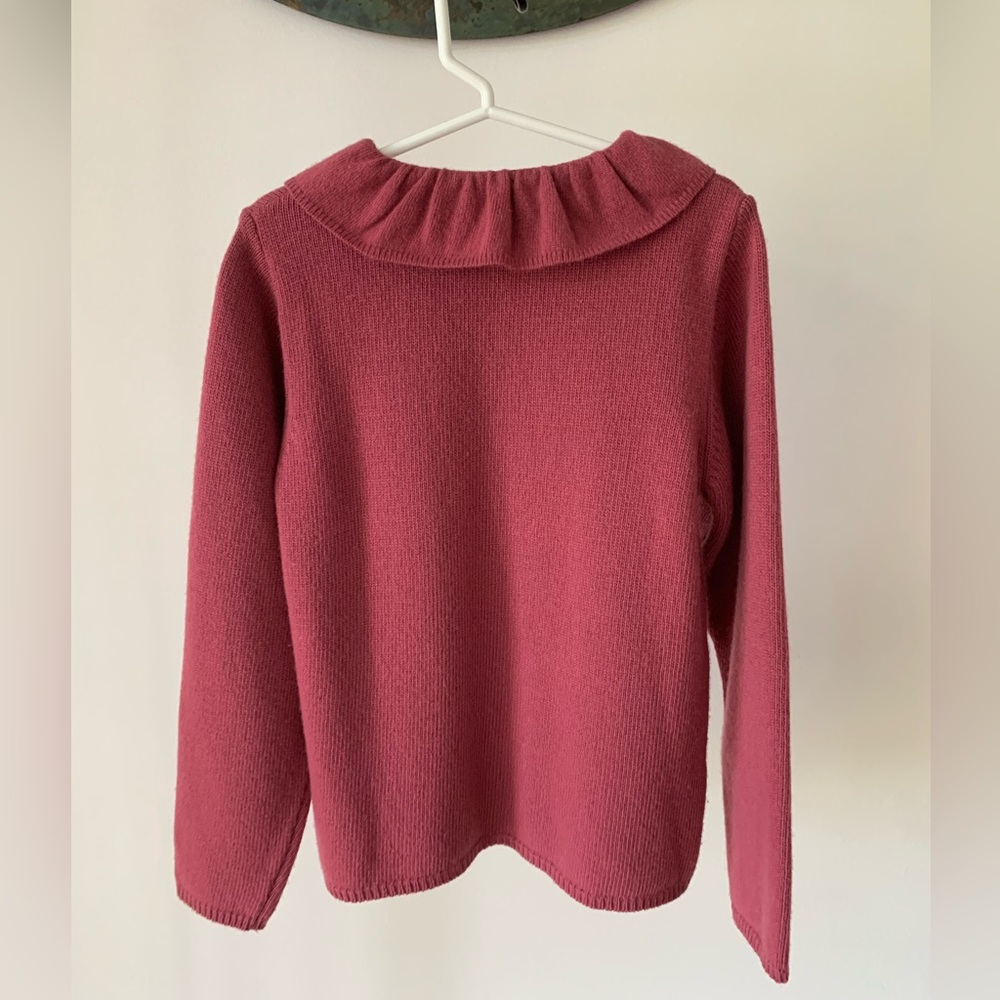 Girls' Ruffle Collar Button-Front Sweater - Dusty Rose - Picture 5 of 9